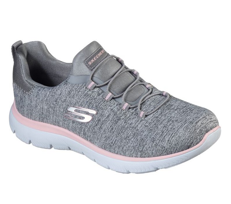 Skechers Dam Grå/Ljus Rosa Sneakers - Summits - Quick Getaway - Sverige (LNQFX-2678)